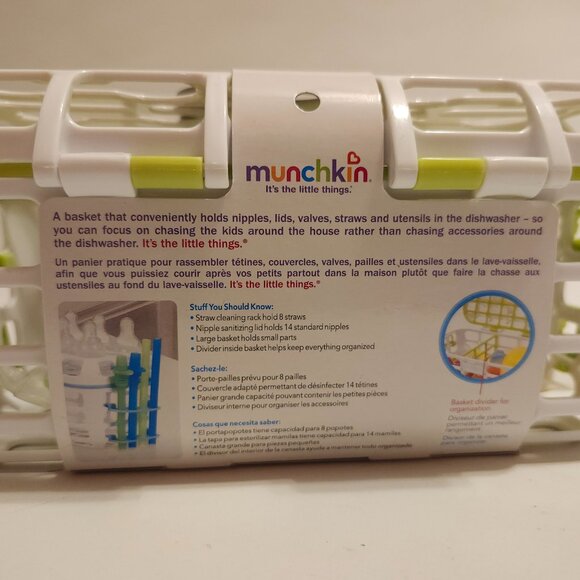 MUNCHKIN Deluxe Dishwasher Basket BNIP Green and White with bonus Spoon - Picture 3 of 7